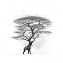 african wild dig head with safari tree tattoo design idea
