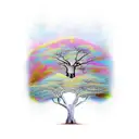 african wild dig head with safari tree tattoo design idea