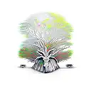 african wild dig head with safari tree tattoo design idea