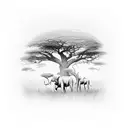 african wild dig with safari tree tattoo design idea