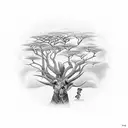 african wild dig with safari tree tattoo design idea