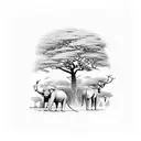 african wild dig with safari tree tattoo design idea