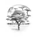 african wild dig with safari tree tattoo design idea