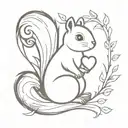 Squirrel with a heart that have the initials MY tattoo design idea