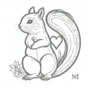 Squirrel with a heart that have the initials MY tattoo design idea