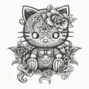 scary hello kitty tattoo design idea