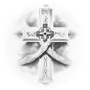 A faded cross with psalm m-5:4 written above and a date written below  tattoo design idea