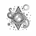 moon, snake, mandala tattoo design idea