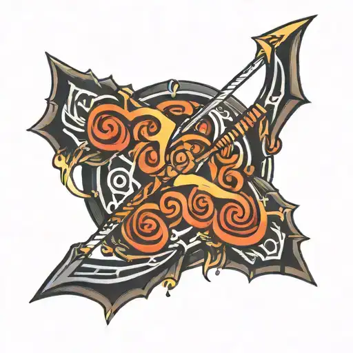 lava bow and arrow tattoo design idea