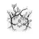 ivy vine with geometric designs tattoo design idea