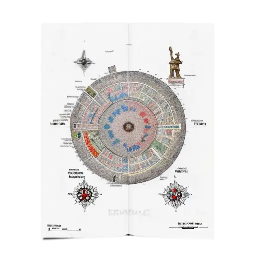 A detailed map of ancient Serbian landmarks and historical sites, showcasing the rich history of the Serbian people tattoo design idea