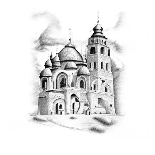 A detailed map of ancient Serbian landmarks and historical sites, showcasing the rich history of the Serbian people tattoo design idea