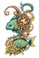 pisces aquarius zodiac sign tattoo design idea