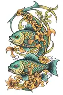 pisces aquarius zodiac sign tattoo design idea