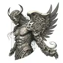 Angel Warrior Protector, binary code flowing, electronic circuit tattoo design idea