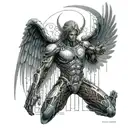 Angel Warrior Protector, binary code flowing, electronic circuit tattoo design idea