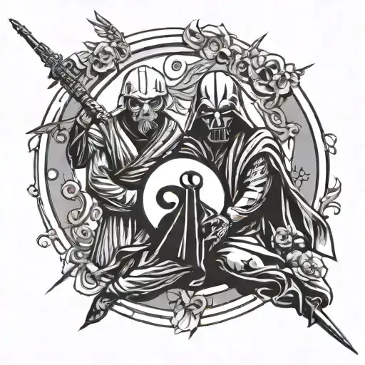 yin yang sith jedi tattoo design idea