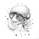 lady with mushroom head tattoo design idea