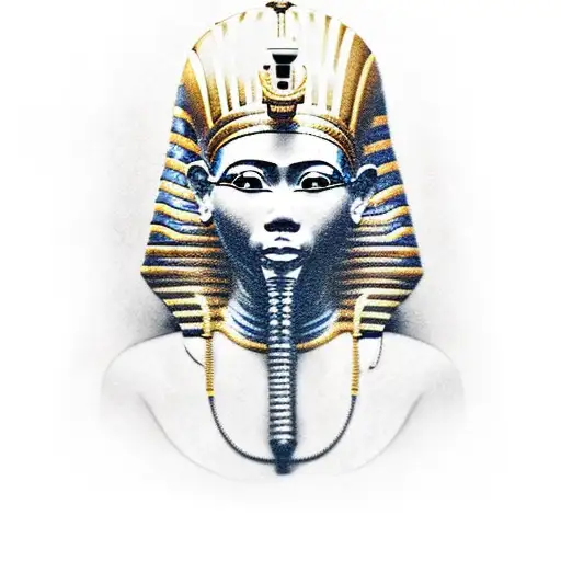 Tutankhamun with a Kalashnikov assault rifle tattoo design idea