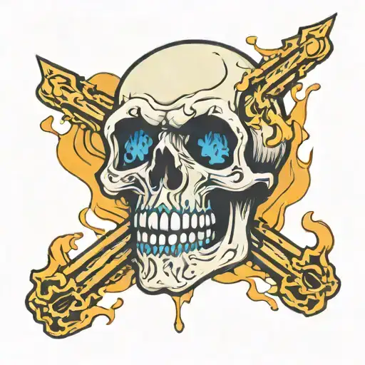 skull crying tattoo design idea