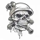 skull crying tattoo design idea