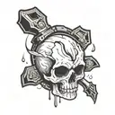 skull crying tattoo design idea