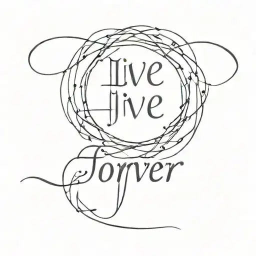 Live Forever written in script tattoo design idea
