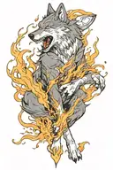 The wolf is on fire tattoo design idea