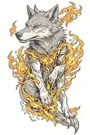 The wolf is on fire tattoo design idea