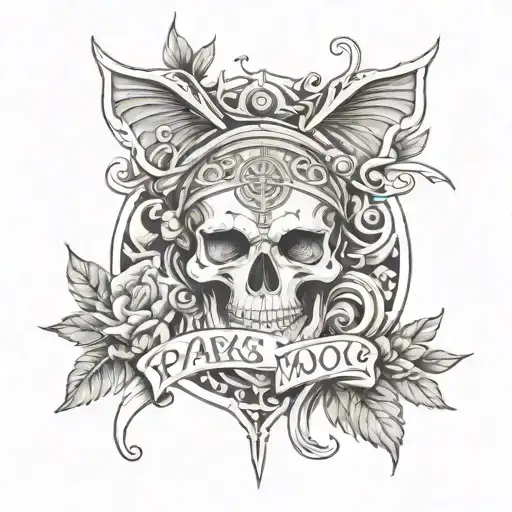 Sketch of a tattoo with the inscription Move-Paris tattoo design idea