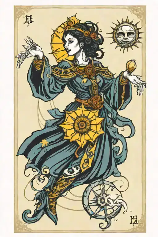 tarot card featuring sun moon tattoo design idea