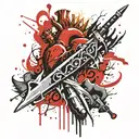 heart on fire with dagger tattoo design idea