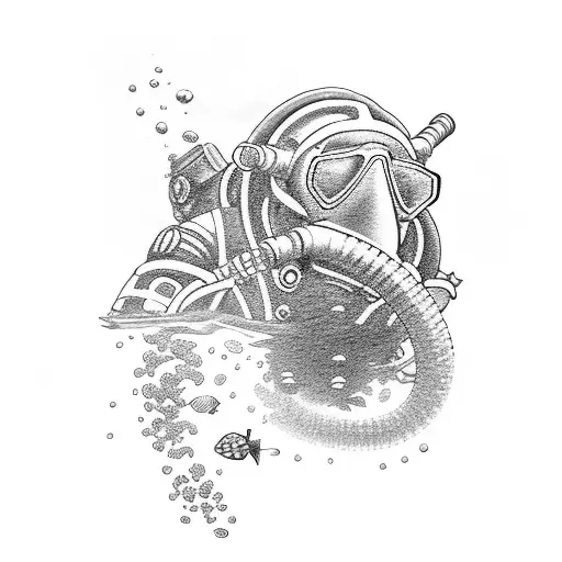 scuba diver tattoo design idea