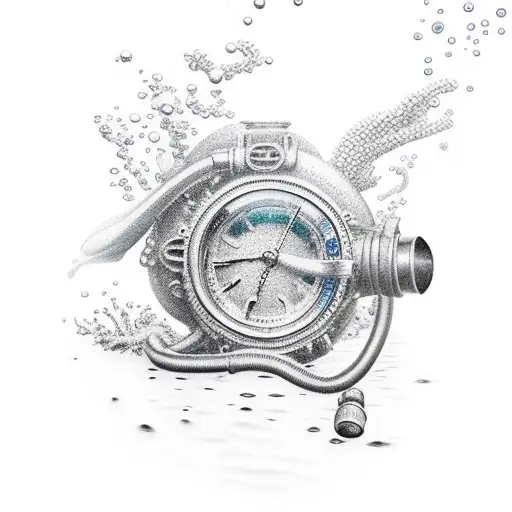 scuba diver realistic tattoo design idea