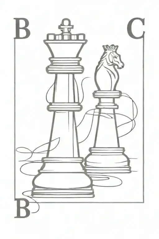 king chess piece with initial B and initial V incorporated  tattoo design idea