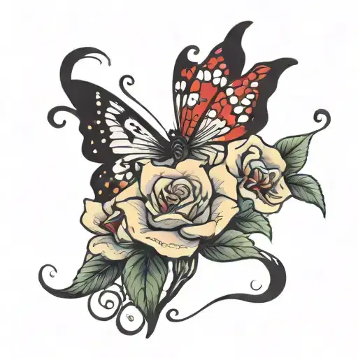 into the badlands butterfly but half is poisonous flowers  tattoo design idea