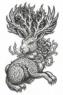 Create an image for me.   Design Concept: Jackalope in Gryphon Style**  1. **Creature Combination:** The tattoo will fea tattoo design idea