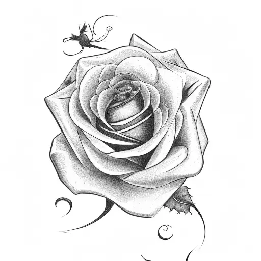 cursive "Harper" with rose underlining tattoo design idea