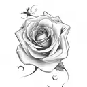 cursive "Harper" with rose underlining tattoo design idea