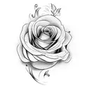 cursive "Harper" with rose underlining tattoo design idea