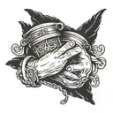 praying hands with broken hand cuffs cross tattoo design idea