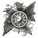 bird sun and moon  tattoo design idea