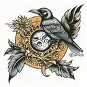 bird sun and moon  tattoo design idea