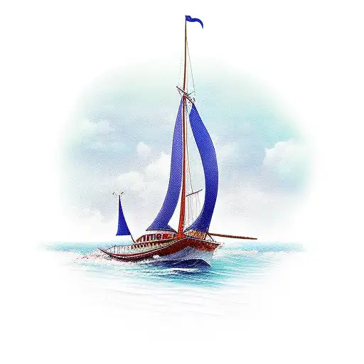 a selling boat going to paradise tattoo design idea