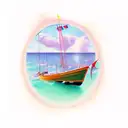 a selling boat going to paradise tattoo design idea