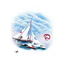 a selling boat going to paradise tattoo design idea