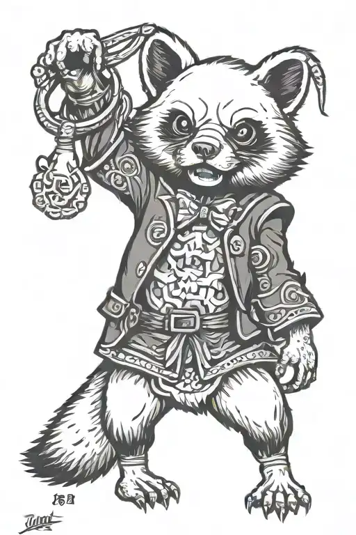 zombie tanuki statue tattoo design idea