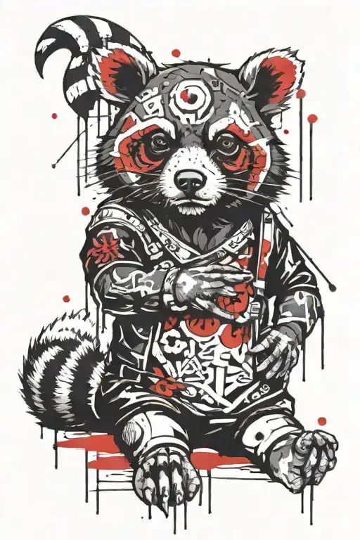 zombie tanuki statue tattoo design idea