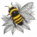 Leafs and Bumblebee and bird tattoo design idea