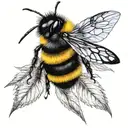 Leafs and Bumblebee and bird tattoo design idea